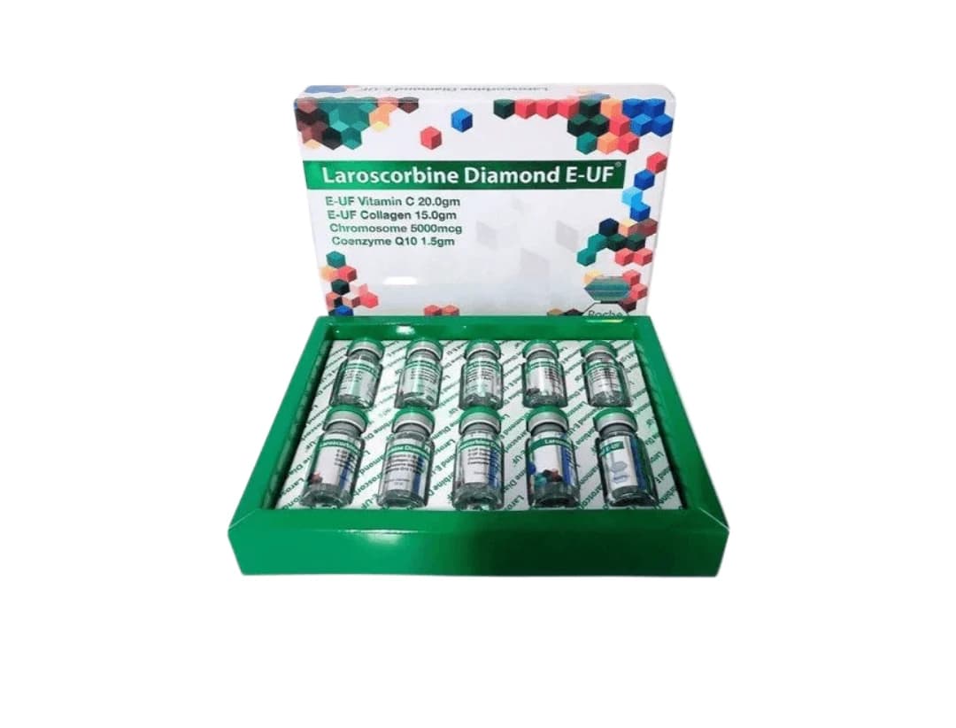 Laroscorbine Diamond E UF 20000 Mg Vitamin C And Collagen Skin Whitening Glutathione Injection 10 Sessions