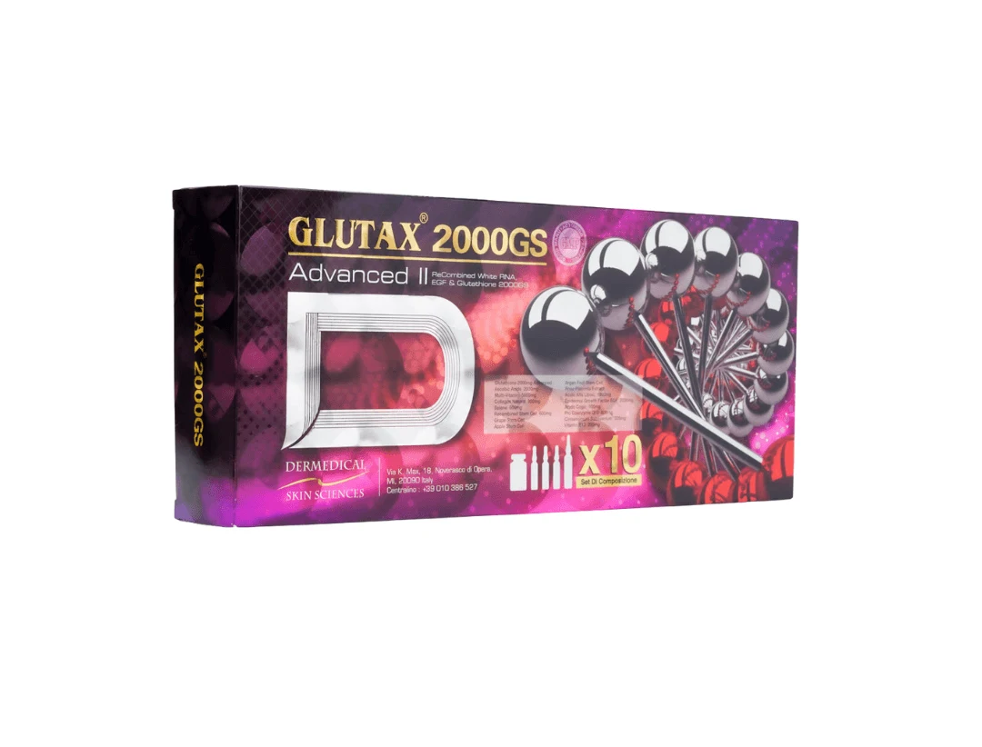 Glutax 2000gs Advanced II Skin Whitening Glutathione Injection - 10 Session - Italy