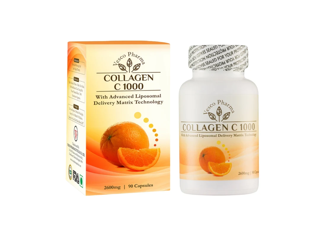 Vesco Pharma Collagen C 1000 – Collagen & Vitamin C Capsules | Skin Firming & Anti-Aging Care